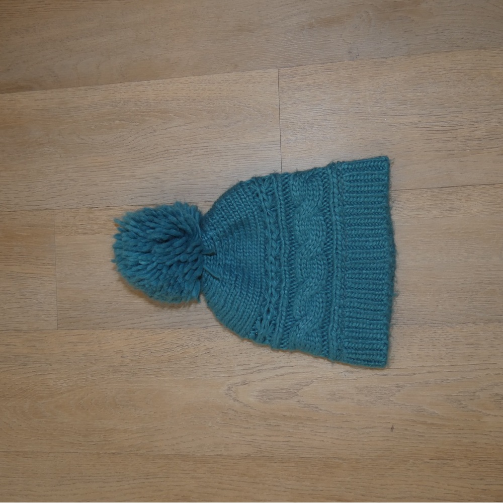 Hollister Teal Knit Pom-Pom Beanie for Kids